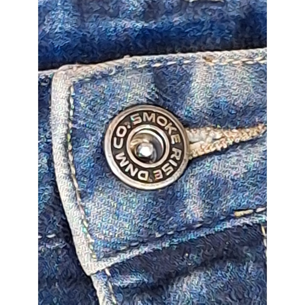 SMOKE RISE DENIM CO Mens Jeans 40x32 Blue Distressed Moto Ripped Splatter Grunge - Picture 7 of 16